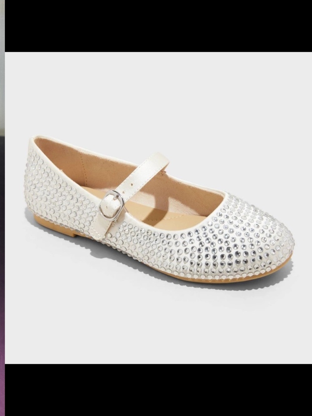 art class Girls' Ivory Rhinestone Mary Jane Flats